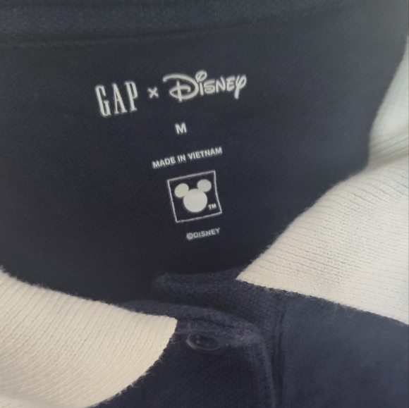 Cropped GapxDisney Polo with Embroidered Character - Navy and White Size M #588 - Picture 2 of 3